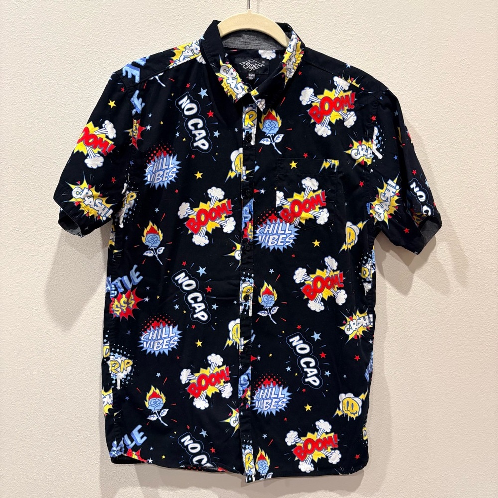 Eighty Eight Short-Sleeve Button-Up Graphic Shirt Size 18/20